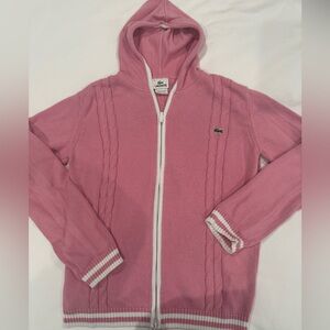 Vintage Lacoste Pink Zip Up Cable Knit Sweater